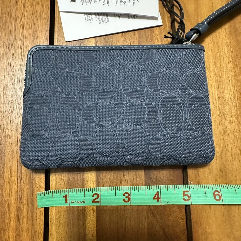 Coach Navy Signature Jacquard Wristlet
